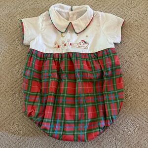 Dondolo Plaid Baby Bubble with Santa Embroidery